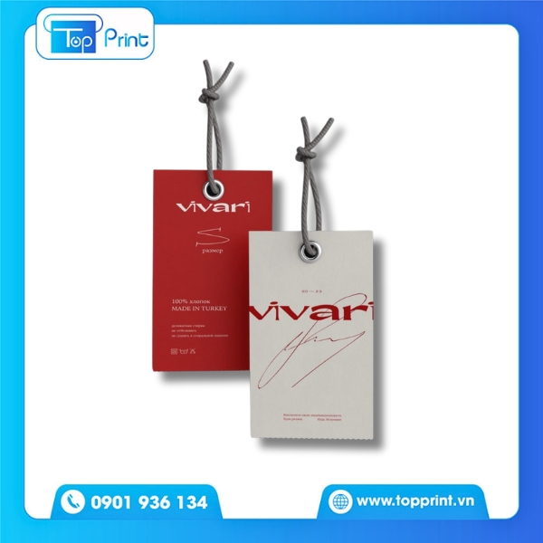 Mẫu tag giấy quần áo in cán mờ mềm mại