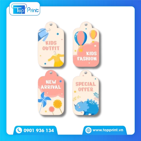Mẫu tag giấy quần áo in trên giấy mỹ thuật