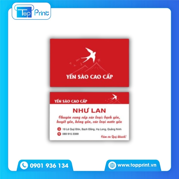 Card visit yến s&agrave;o chuy&ecirc;n nghiệp cho thương hiệu yến