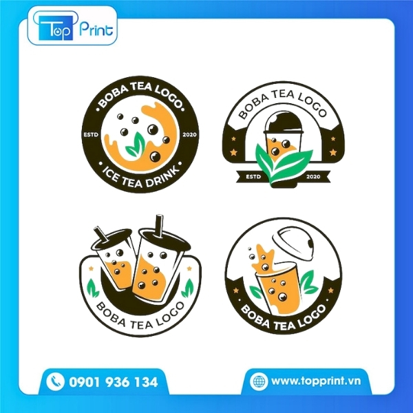 Mẫu logo tr&agrave; sữa th&acirc;n thiện kh&aacute;ch h&agrave;ng