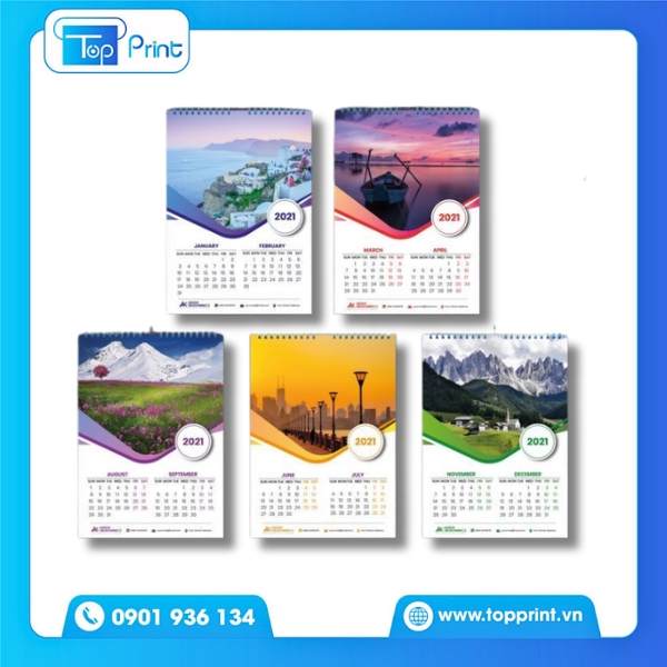 Mẫu lịch treo tường 7 tờ đẹp cho năm mới