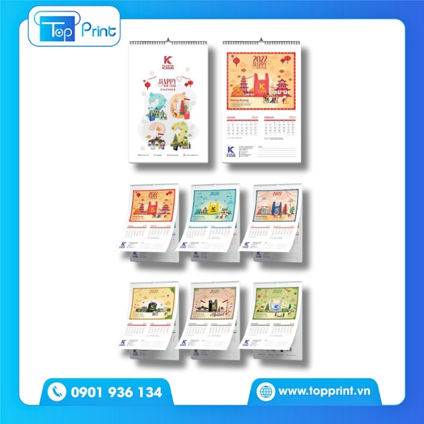 Mẫu lịch treo tường 7 tờ in ấn chất lượng cao