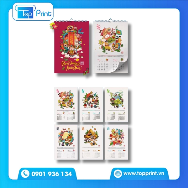 Mẫu lịch treo tường 7 tờ sang trọng cho c&ocirc;ng ty