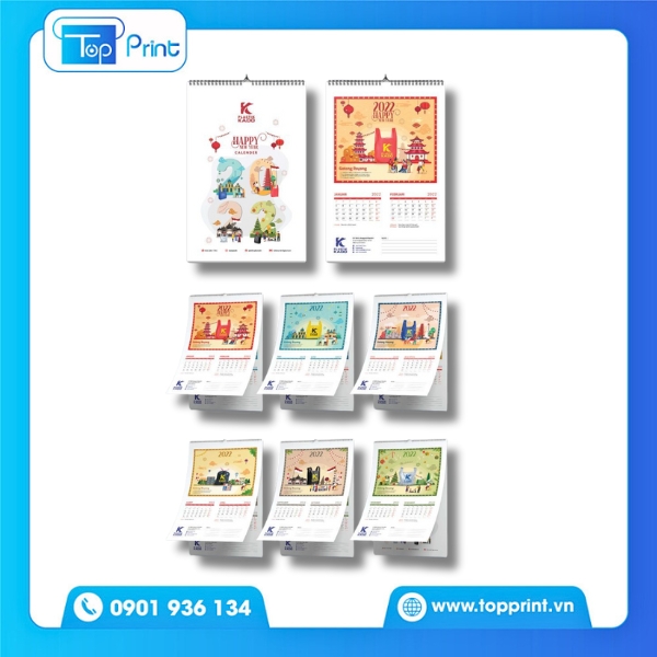 Mẫu lịch treo tường 7 tờ thiết kế theo xu hướng mới