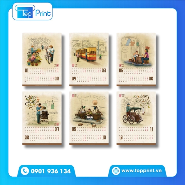 Mẫu lịch treo tường 7 tờ s&aacute;ng tạo, tinh tế