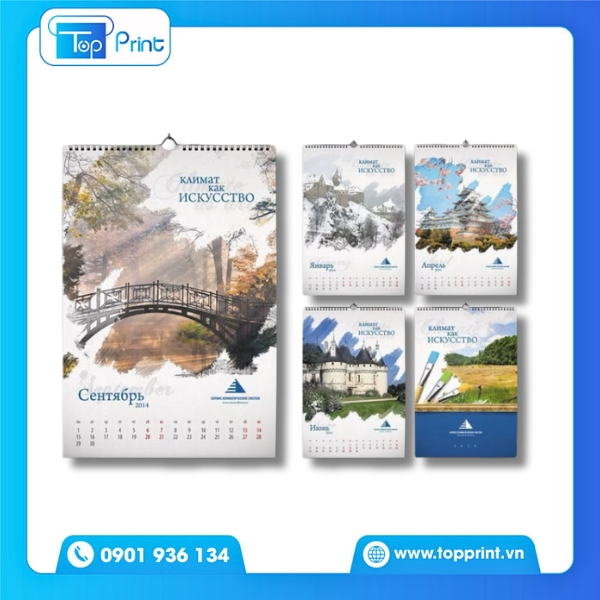 Mẫu lịch treo tường 7 tờ phong c&aacute;ch truyền thống