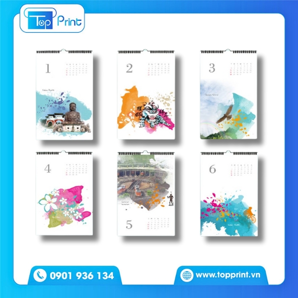 Mẫu lịch treo tường 7 tờ in ấn sắc n&eacute;t, cao cấp