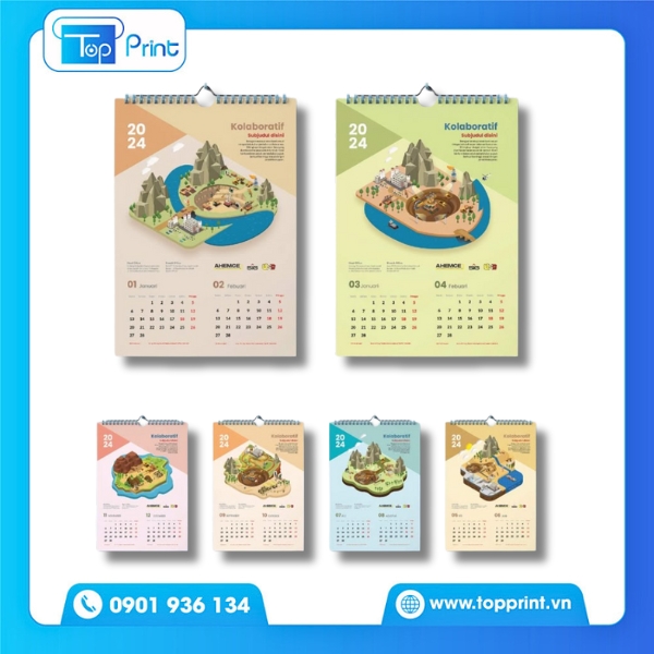 Mẫu lịch treo tường 7 tờ đẹp gi&aacute; rẻ