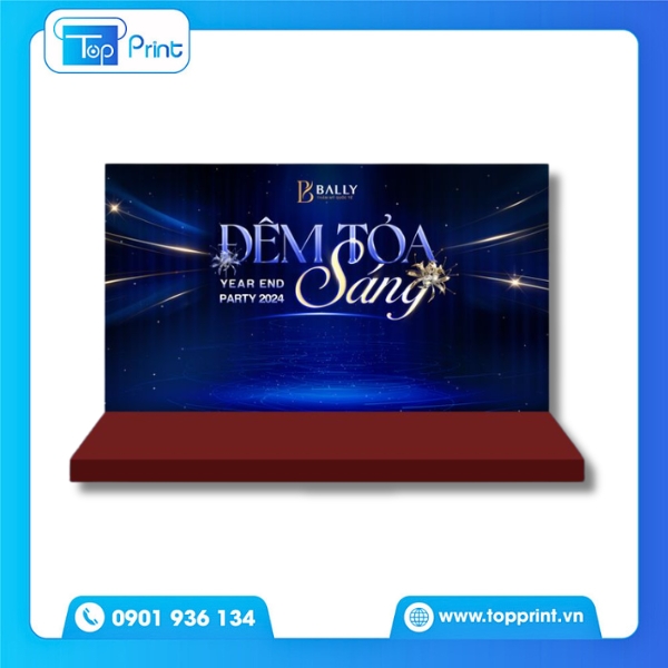 Mẫu backdrop hội nghị thiết kế 3D chiều sâu không gian