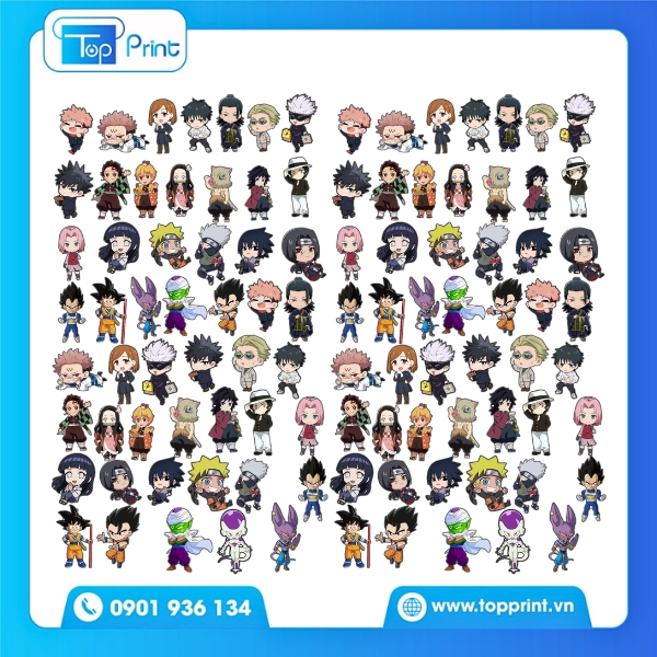 Mẫu sticker anime thiết kế ph&ugrave; hợp in offset