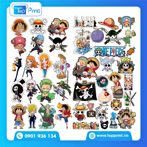 Mẫu sticker anime cute phục vụ in tem thương hiệu