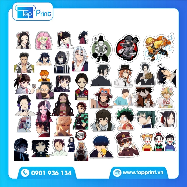 Mẫu sticker anime thiết kế sẵn cho in ấn