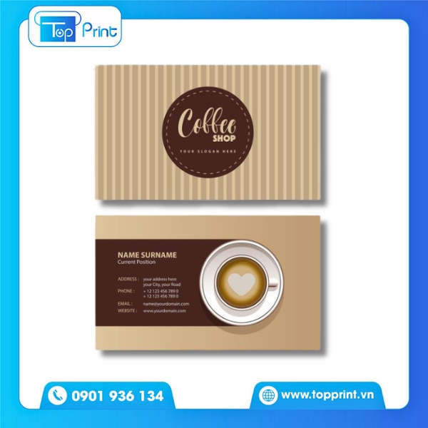 Mẫu Name Card Coffee Thiết Kế Bo G&oacute;c Hiện Đại