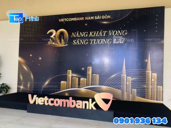 Mẫu backdrop sự kiện hội thảo đơn giản, tinh gọn
