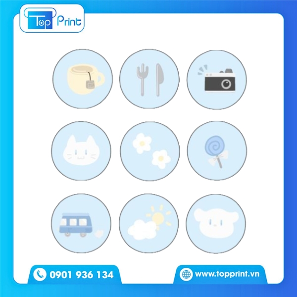 Sticker tròn trang trí ly nước, bình giữ nhiệt