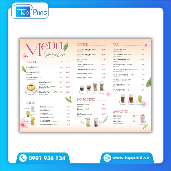 Mẫu Menu Qu&aacute;n Tr&agrave; Sữa Thiết Kế Tối Giản Sang Trọng