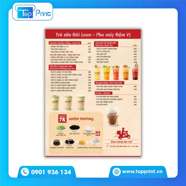 Mẫu Menu Qu&aacute;n Tr&agrave; Sữa Đẹp Với Bố Cục Khoa Học