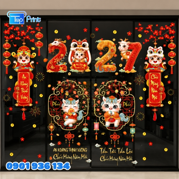 Mẫu Decal Trang Trí Kính Xuân 2027