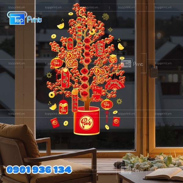  Mẫu Decal Tết 2027 Họa Tiết Mai Vàng