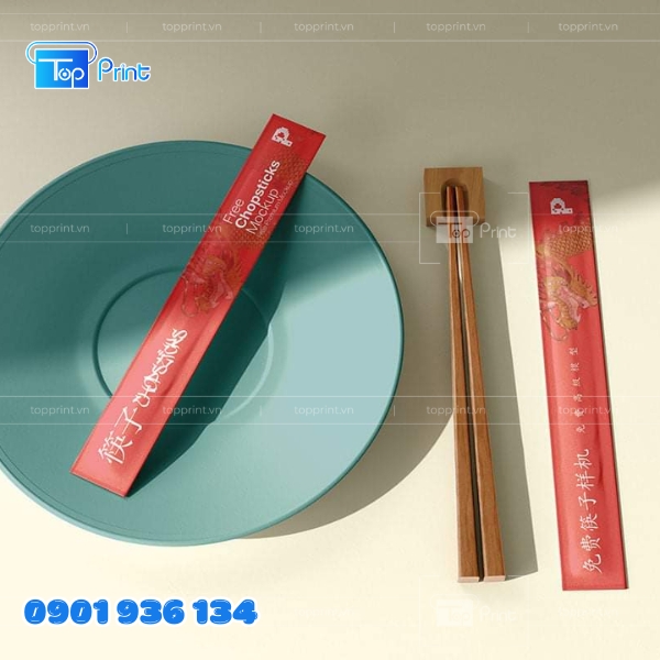 Mẫu t&uacute;i giấy đựng đũa in logo theo y&ecirc;u cầu
