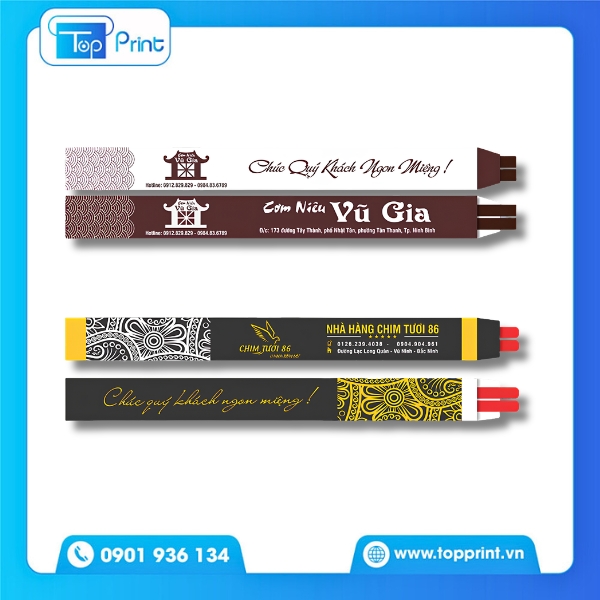 Mẫu t&uacute;i giấy đựng đũa trắng in thương hiệu