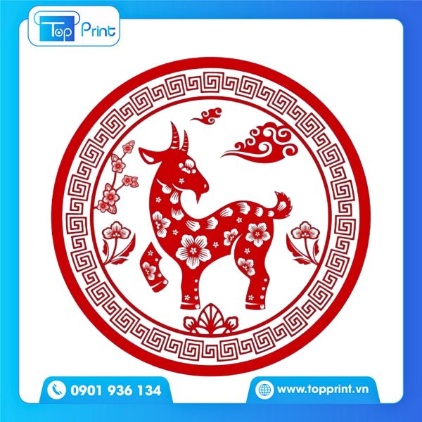 Mẫu Con Dê 2027 Tết Đinh Mùi Kết Hợp Hoa Xuân