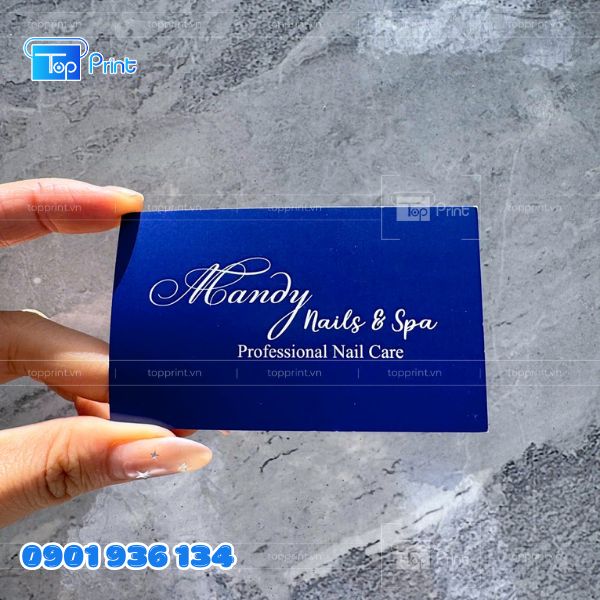 Mẫu card visit nails màu xanh đơn giản