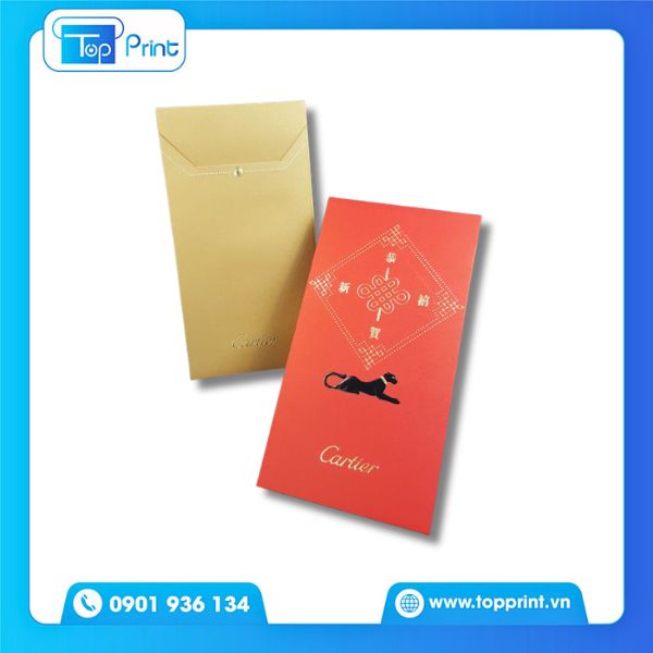 Mẫu bao lì xì ép kim chữ thư pháp ngày Tết