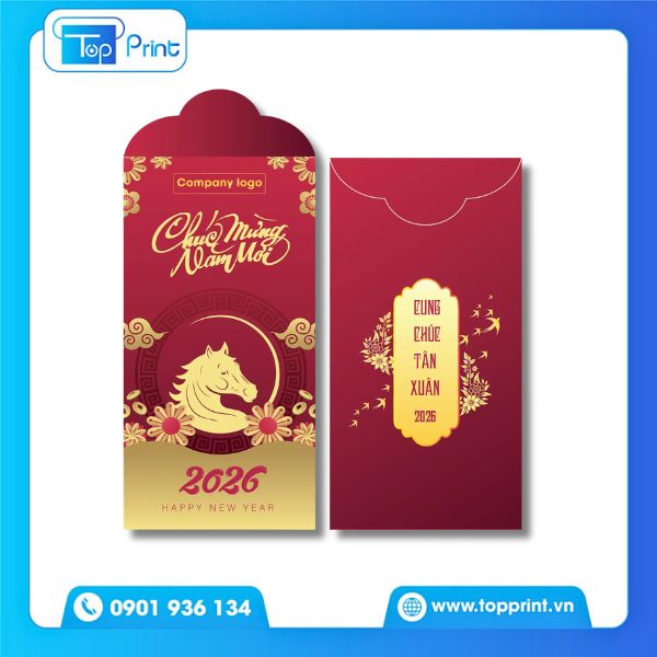 Mẫu bao lì xì ép kim chữ Lộc tài lộc