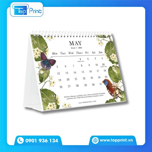 Mẫu lịch để b&agrave;n chữ A in thương hiệu