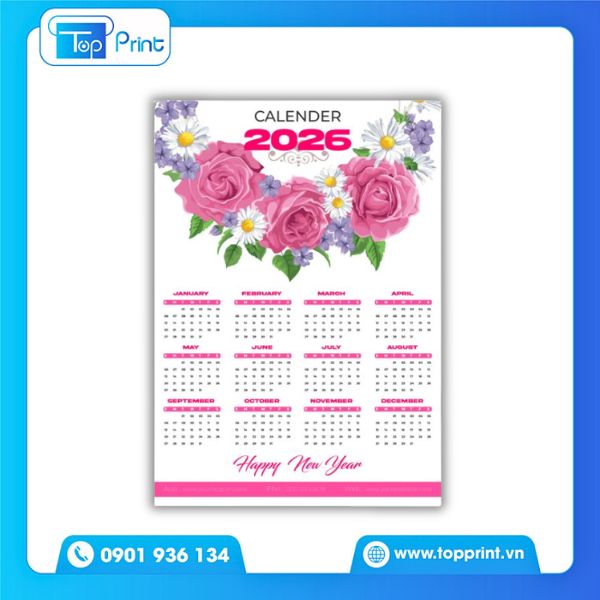 In lịch treo tường 5 tờ chủ đề Thần T&agrave;i g&otilde; cửa rước may mắn