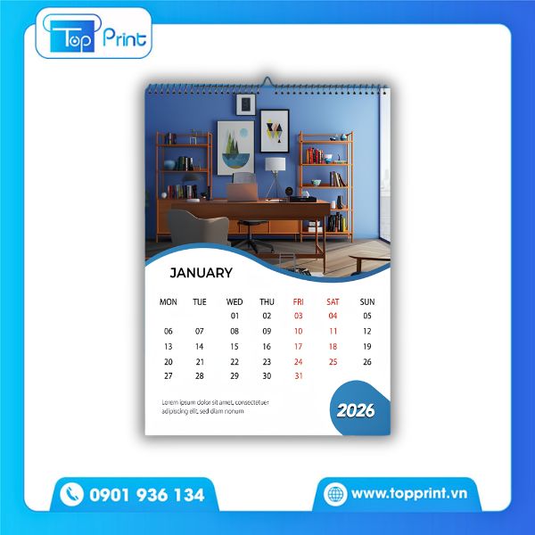 Mẫu lịch treo tường 5 tờ đẹp v&agrave; sang trọng