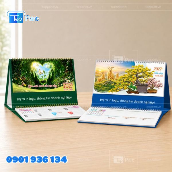Mẫu lịch để b&agrave;n chữ M đẹp, chuy&ecirc;n nghiệp tại TPHCM