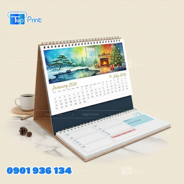 Mẫu lịch để b&agrave;n chữ M s&aacute;ng tạo, thu h&uacute;t