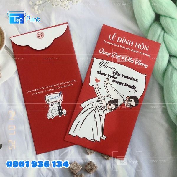 Mẫu Bao L&igrave; X&igrave; Đ&aacute;m Cưới &Eacute;p Kim Chữ Song Hỷ