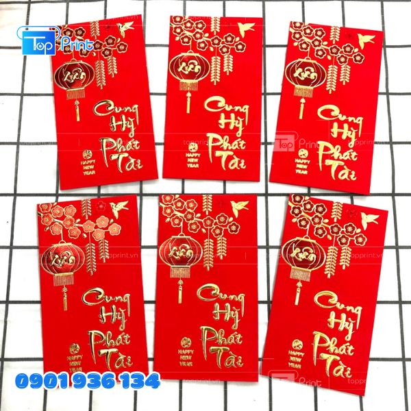 Mẫu bao l&igrave; x&igrave; dập nổi m&agrave;u đỏ phối v&agrave;ng