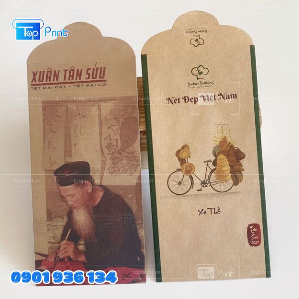 Mẫu Bao L&igrave; X&igrave; Giấy Kraft In Họa Tiết Tết Truyền Thống