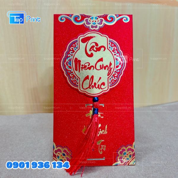 Mẫu Bao L&igrave; X&igrave; Kim Tuyến In Chữ Thư Ph&aacute;p Ng&agrave;y Xu&acirc;n