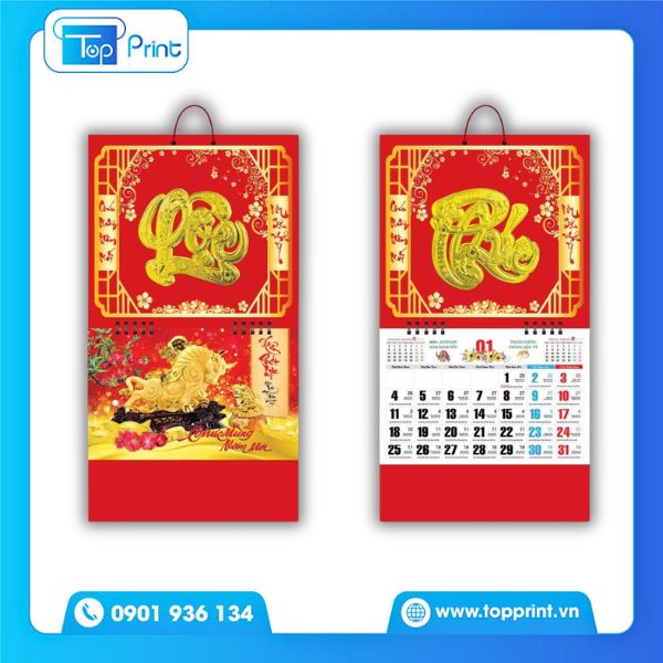 Mẫu lịch l&ograve; xo giữa in logo doanh nghiệp