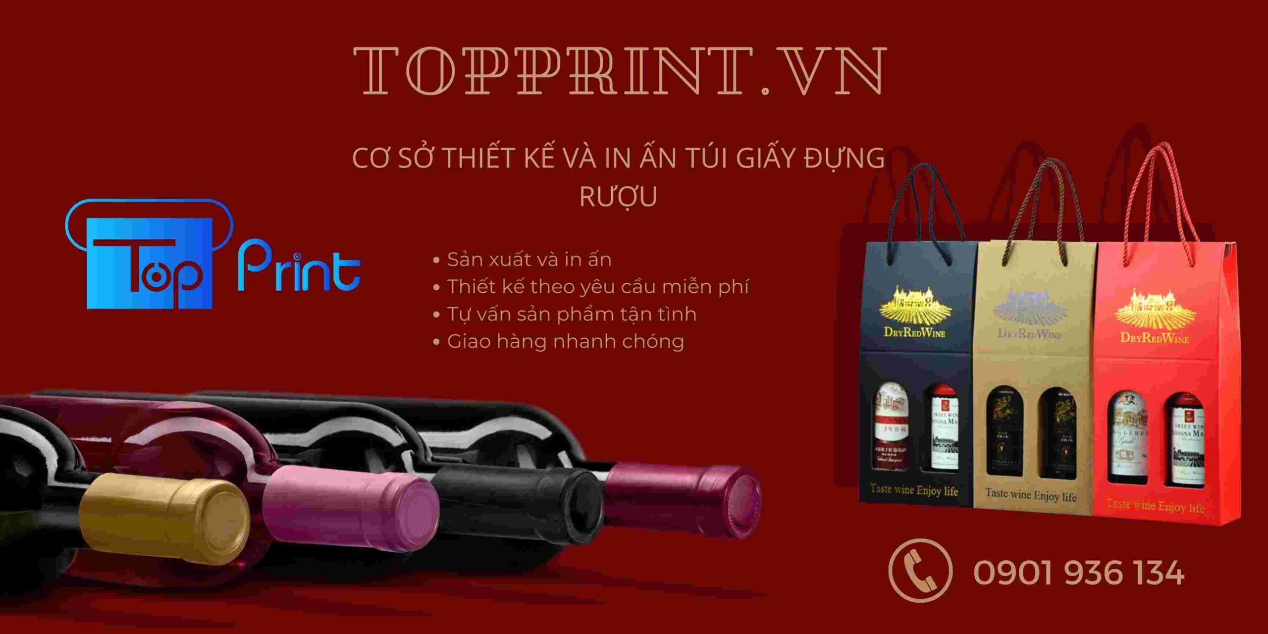Topprint - Xưởng sản xuất túi giấy đựng rượu giá rẻ Tphcm
