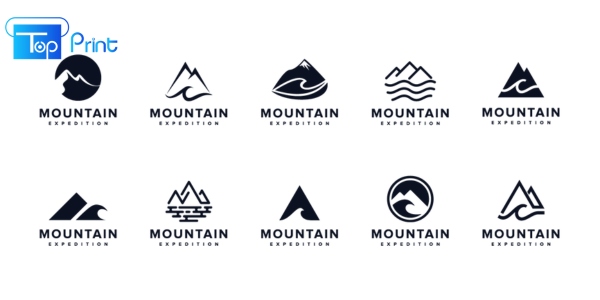 Logo icon núi vector trắng đen đẹp