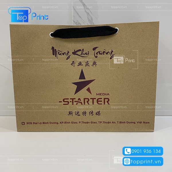 Mẫu túi giấy giá rẻ in logo thương hiệu STARTER