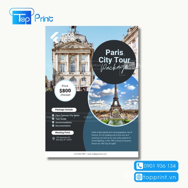 In tờ rơi quảng cáo du lịch Paris City