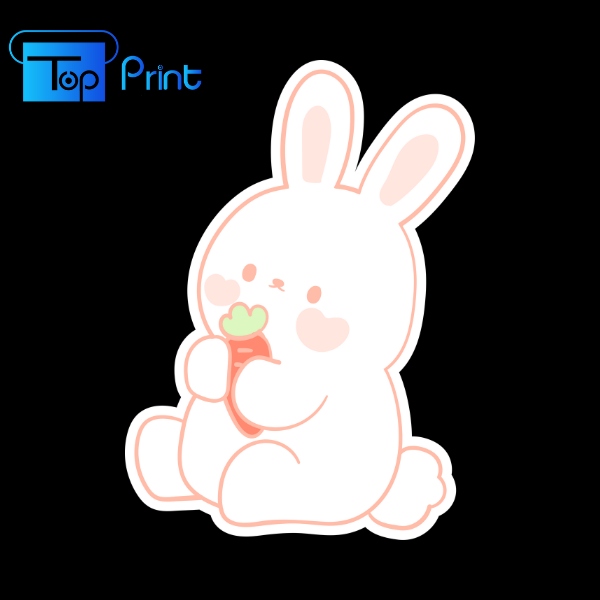 Sticker cute thỏ béo ăn củ cà rốt