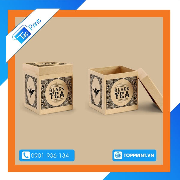 Mẫu hộp giấy đựng trà thiết kế kiểu dáng hình hộp đơn giản