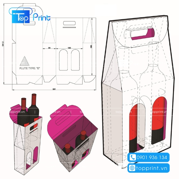Mẫu thiết kế hộp giấy đẹp đựng rượu